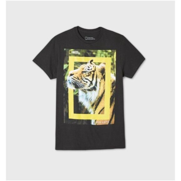 National Geographic Men’s Tiger Graphic T-Shirt Black Nature Print Tee 2XL - Picture 2 of 6